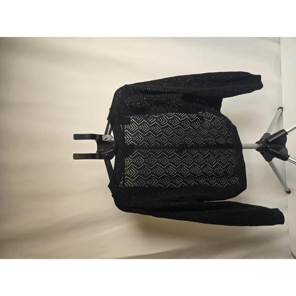 NY Collection Woman Black Open-Knit Cardigan Sweater - Picture 3 of 5